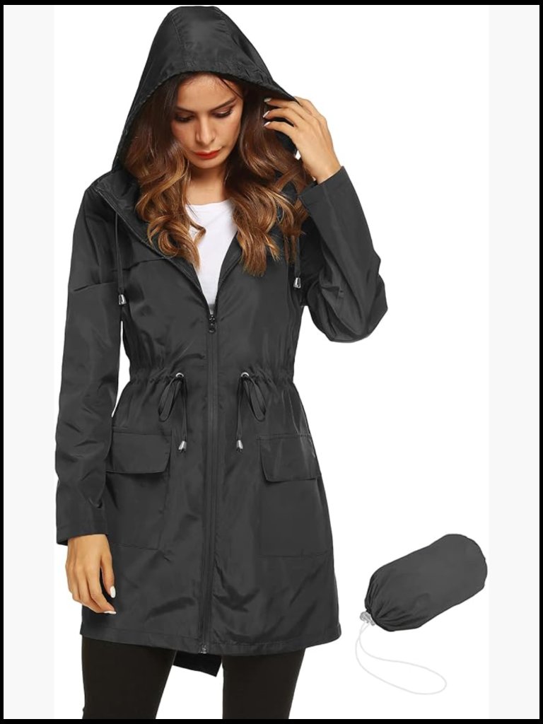 Waterproof Lightweight Rain Jacket Active Outdoor Hooded Raincoat